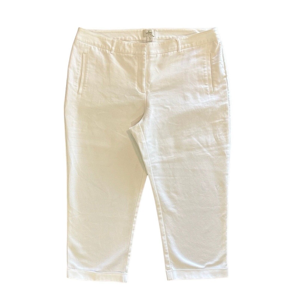 NWOT Chico's So Slimming White Cuffed Crop Pants Size 3 Women’s Size 16 Large